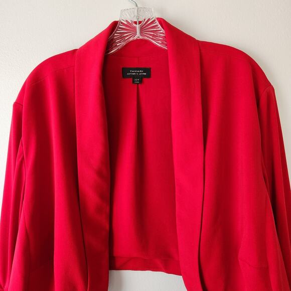 Tahari Arthur S Levine Jacket Womens 22W Bolero Red Open Front Cardigan Cropped - Picture 2 of 11
